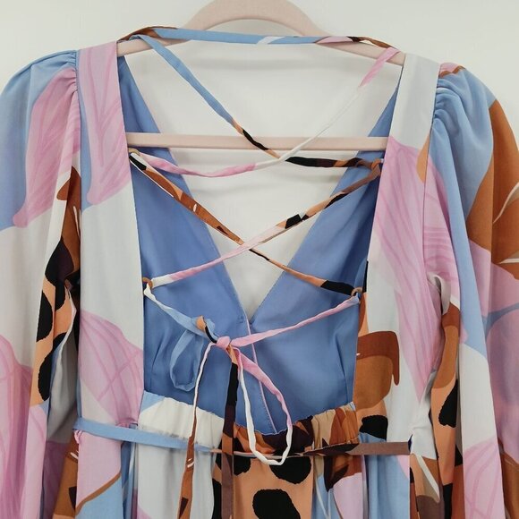 Hutch Anthropologie Bloom Wrap Midi Dress Size XSP Lace Up Back - Picture 8 of 13